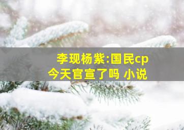 李现杨紫:国民cp今天官宣了吗 小说